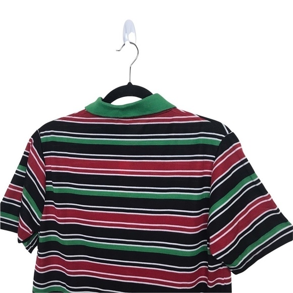 Vintage Red Chillies Green Red Stripe Short Sleeve Polo Shirt - Picture 6 of 8